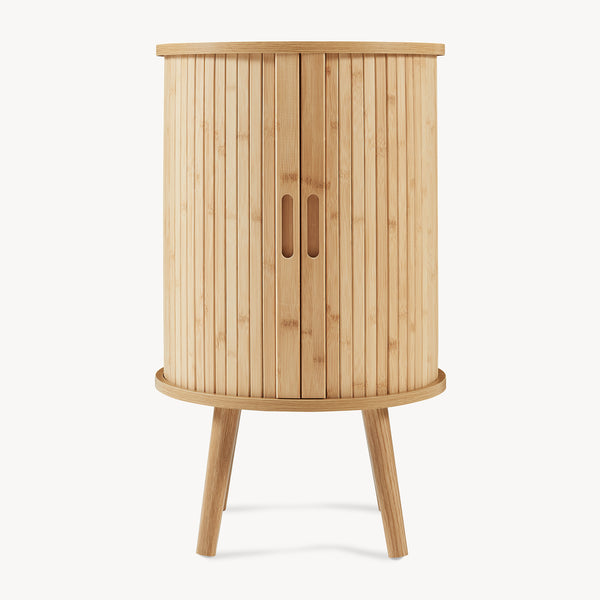 Mesa de noche Nordkapp bambú madera 65xØ40 cm [en.casa]