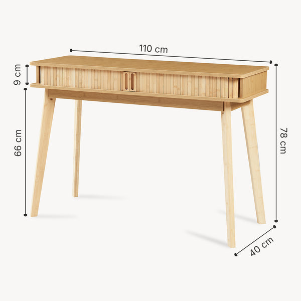 Mesa consola Tysvær con puertas bambú 110x40x78cm - Natural [en.casa]