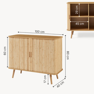 Aparador Nordkapp con 2 puertas bambú pino 100x40x80cm - Natural [en.casa]