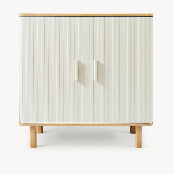 Aparador Ferrersp con 2 puertas 80x80x40 cm aspecto roble/color arena [en.casa]