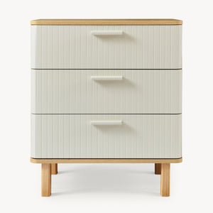 Cómoda Ferrersp con 3 cajones 70x60x40 cm aspecto roble/color arena [en.casa]