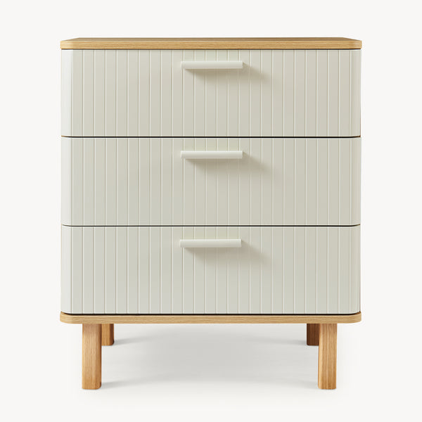 Cómoda Ferrersp con 3 cajones 70x60x40 cm aspecto roble/color arena [en.casa]