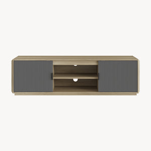 Mueble de TV Trömi 2 puertas 150x40x43cm - Roble/Gris [en.casa]