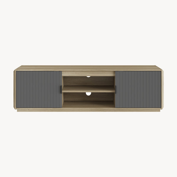 Mueble de TV Trömi 2 puertas 150x40x43cm - Roble/Gris [en.casa]