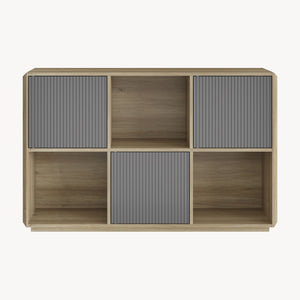 Aparador Trömi 75x120x30 cm efecto roble/gris [en.casa]