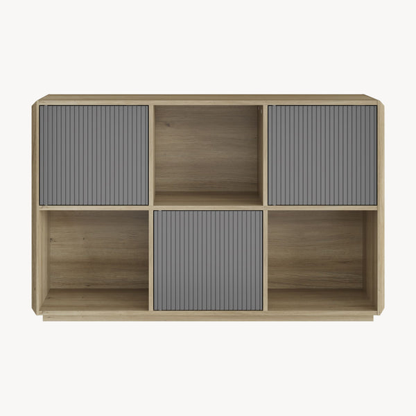 Aparador Trömi 75x120x30 cm efecto roble/gris [en.casa]