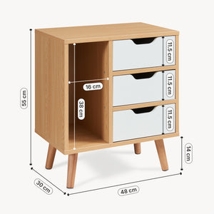 Mesita de noche Bordkak 55x48x30 cm efecto roble/blanco [en.casa]