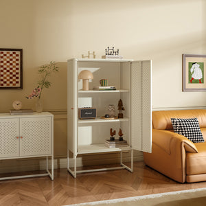 Armario multiusos Viitasaari con 2 puertas acero 150x80x40cm - Blanco crema [en.casa]