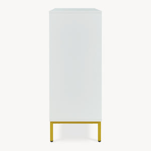 Aparador Reyri 90x80x35 cm Blanco/Dorado [en.casa]