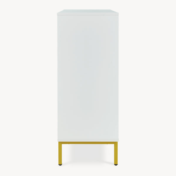 Aparador Reyri 90x80x35 cm Blanco/Dorado [en.casa]