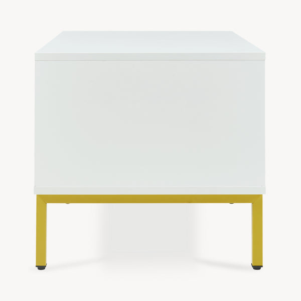 Mesa de centro Reyri 80x45x42 cm Blanco/Dorado