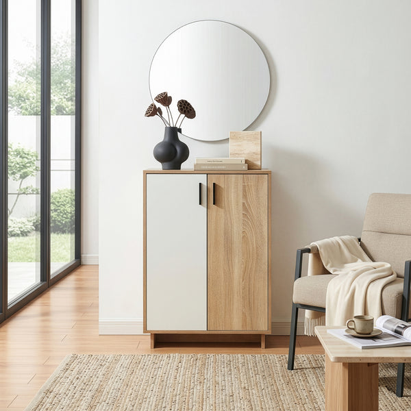 Armario auxiliar Kenta 90x60x35 cm aspecto roble Sonoma/blanco [en.casa]