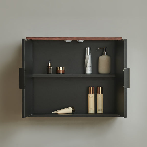 Armario con espejo Trond 50x60x15 cm Negro/Aspecto nogal [en.casa]