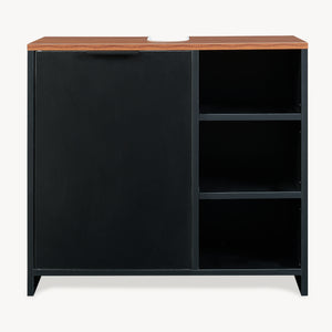 Mueble bajo lavabo Trond 60x66x30 cm Negro/Aspecto nogal [en.casa]