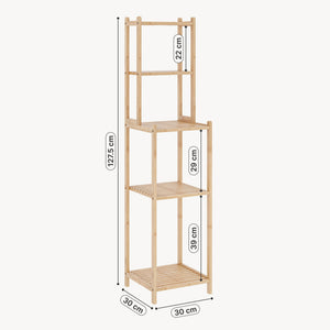Estantería de baño Anun 4 compartimentos bambú 128x30x30cm - Natural [en.casa]
