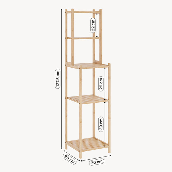 Estantería de baño Anun 4 compartimentos bambú 128x30x30cm - Natural [en.casa]
