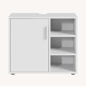 Mueble bajo lavabo Kulaik 1 puerta 3 estantes 51x60x32cm - Blanco [en.casa]
