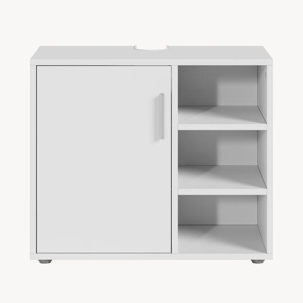 Mueble bajo lavabo Kulaik 1 puerta 3 estantes 51x60x32cm - Blanco [en.casa]