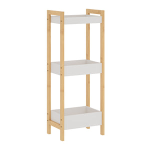 Estantería de baño Anun 3 cestas bambú 75x28x20cm - Natural / Blanco [en.casa]