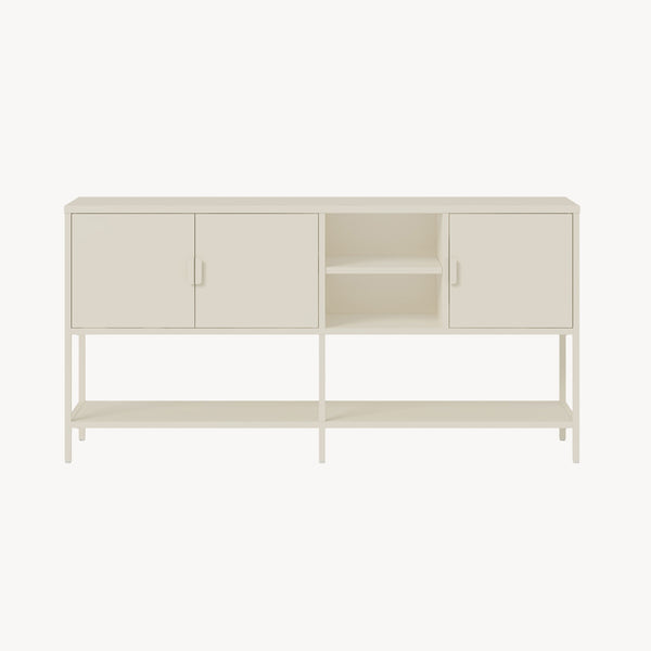 Aparador Kliri con 6 compartimentos acero 160x40x80cm - Blanco crema [en.casa]