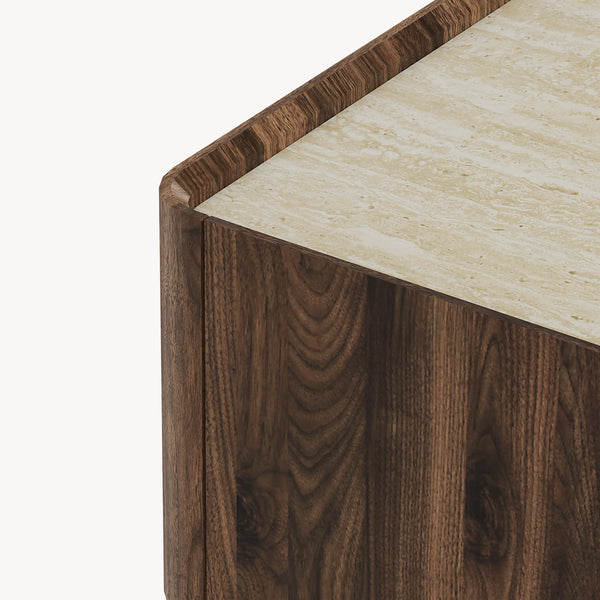 Mesa de centro Trorlon 100x50x40 cm aspecto nogal/travertino [en.casa]