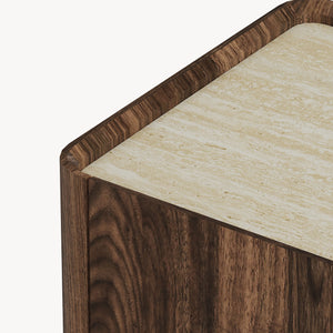 Cómoda Trorlon 83x80x40 cm aspecto nogal/travertino [en.casa]