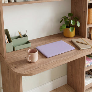 Escritorio con estantería Onega 143x114x40 cm Efecto madera [en.casa]