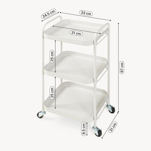 Carro de servicio Kelevn 3 niveles acero 67x33x31cm - Gris [en.casa]