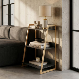 Estantería Kuomi 84x53x47 cm Beige/Gris Oscuro [en.casa]
