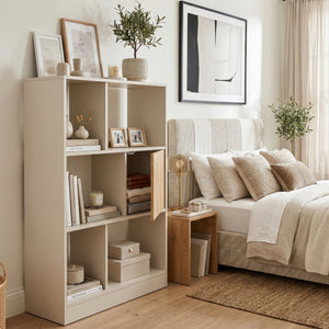 Estantería Karena 112x70x30 cm Crema blanca/Aspecto roble [en.casa]