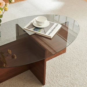 Mesa de centro Viroya 100x60x36 cm aspecto nogal/Gris [en.casa]