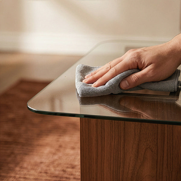 Mesa de centro Benexjö con tablero de vidrio 70x70x36 cm aspecto nogal/Gris [en.casa]