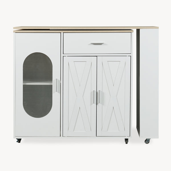 Mesa de comedor extensible Kudebola 115x40x94 cm aspecto roble/blanco [en.casa]