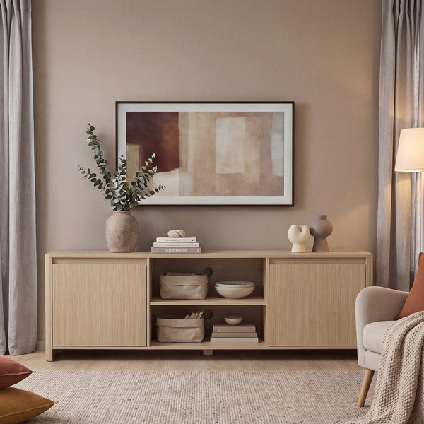 Mueble de televisión Takranmaa 150x40x50 cm efecto roble [en.casa]
