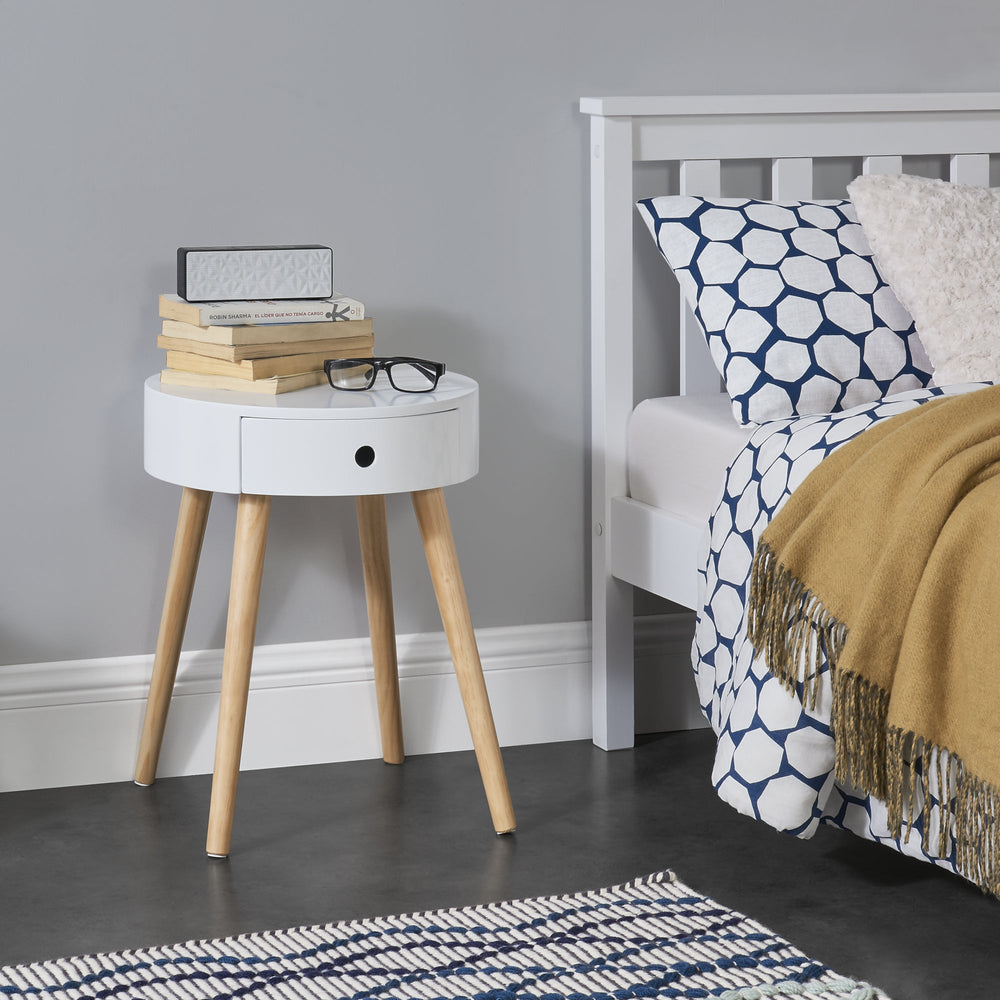 Mesita de noche Aurich 50x38x38 cm con cajón diseño retro blanco en.casa - premiumXL