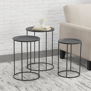 Mesa auxiliar Anaklia juego de 3 redondas metal negro en.casa