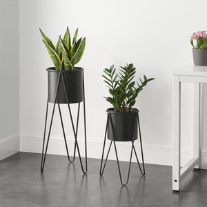 Soporte para plantas Hedera en juego de 2 piezas Metal Negro [en.casa]