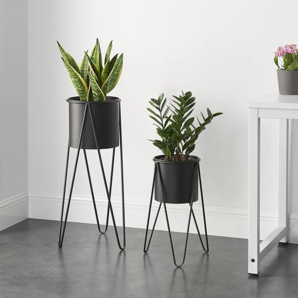 Soporte para plantas Hedera en juego de 2 piezas Metal Negro [en.casa]