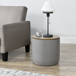 Mesa auxiliar Napier con almacenamiento Redonda Gris/Madera en.casa