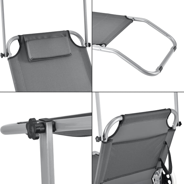 Tumbona Falun con techo y ruedas Antracita casa.pro