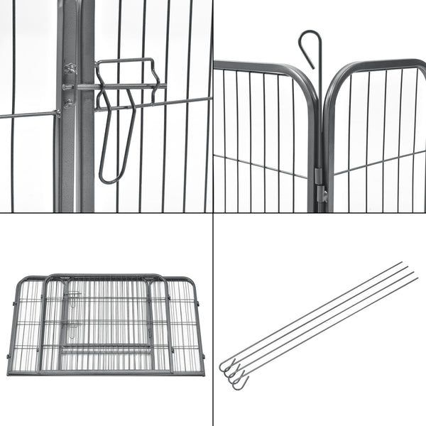 Parque para cachorros 125x85x70 cm acero plata pro.tec