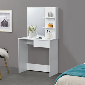 Tocador Rustenburg 141x75x40 cm con espejo y cajón Blanco en.casa