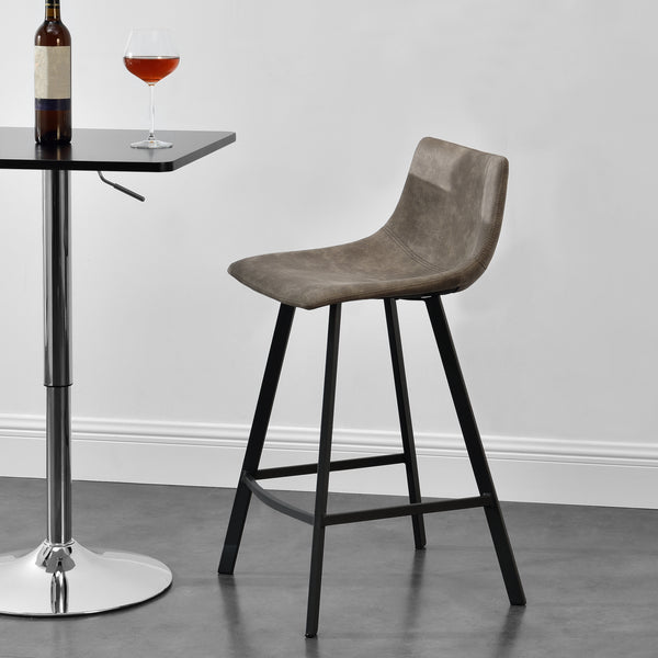 Set de 2 taburetes de bar Edinburgh con patas de metal Imitación de ante Acolchado Gris oscuro en.casa