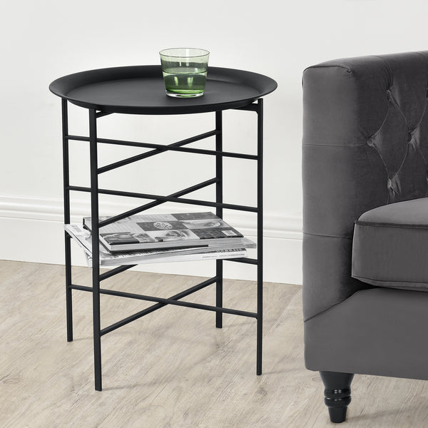 Mesa auxiliar Wiltz 40x40x53 cm Metal Negro en.casa