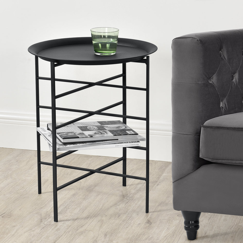 Mesa auxiliar Wiltz 40x40x53 cm metal negro en.casa - premiumXL