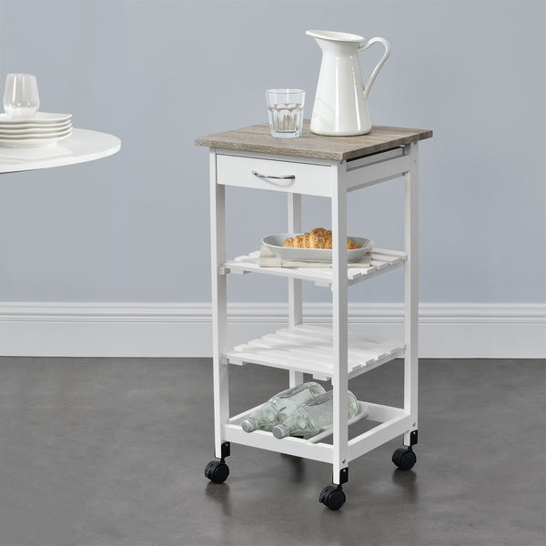 Carro de Servicio Biel 3 Estantes Cajón 76x37x37cm - [en.casa]