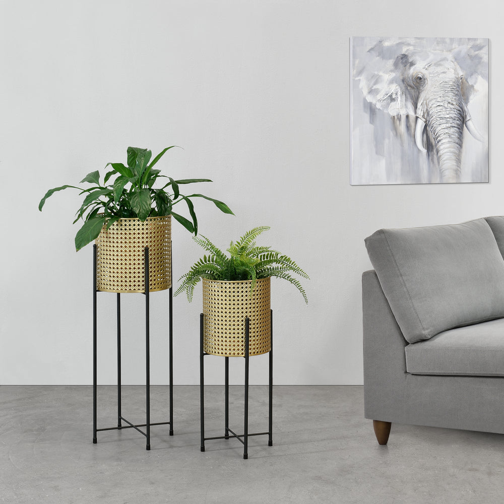 Soporte para macetas Mol 2 piezas negro - dorado en.casa - premiumXL