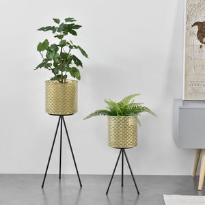 Soporte para macetas Mechelen de 2 piezas Negro-Dorado en.casa