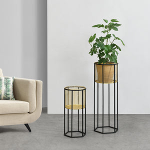 Soporte para macetas Malgedem 2 piezas Negro-Dorado en.casa