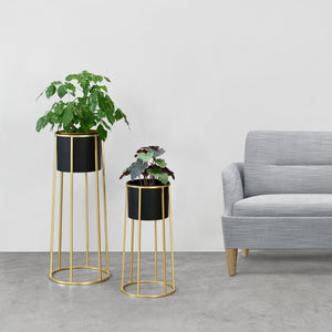 Soporte para maceta Macon 2 piezas Negro-Dorado en.casa